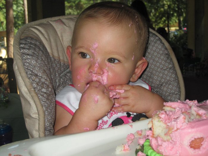Eating cake.