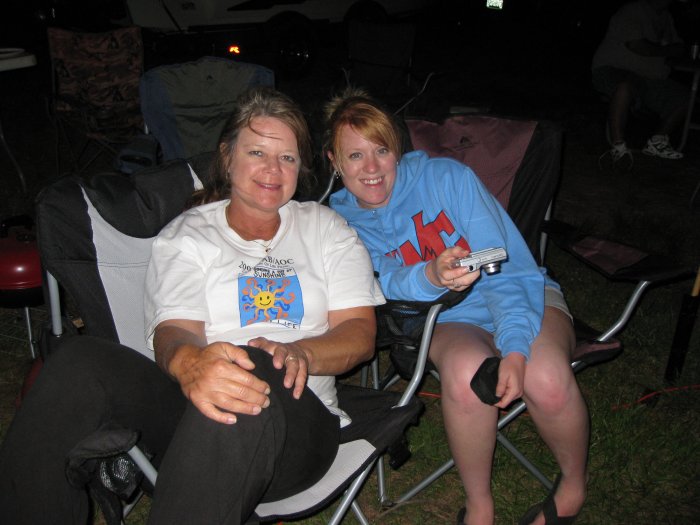Lisa (MrsBamabassman) and Britney at the campfire.