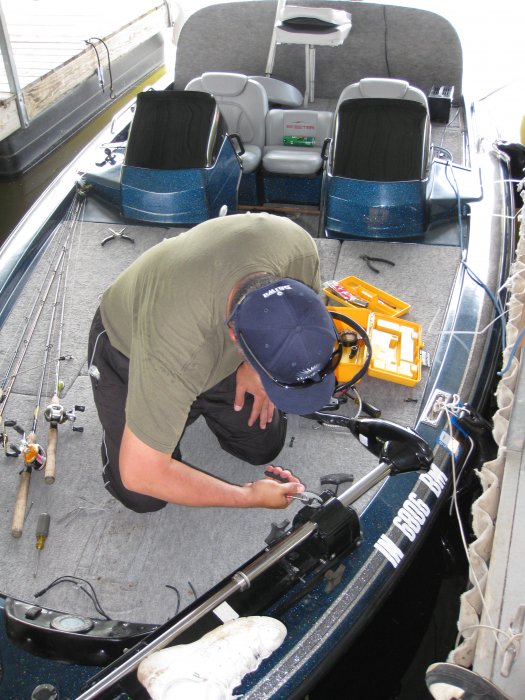 Mark (Woody) replacing his trolling motor.